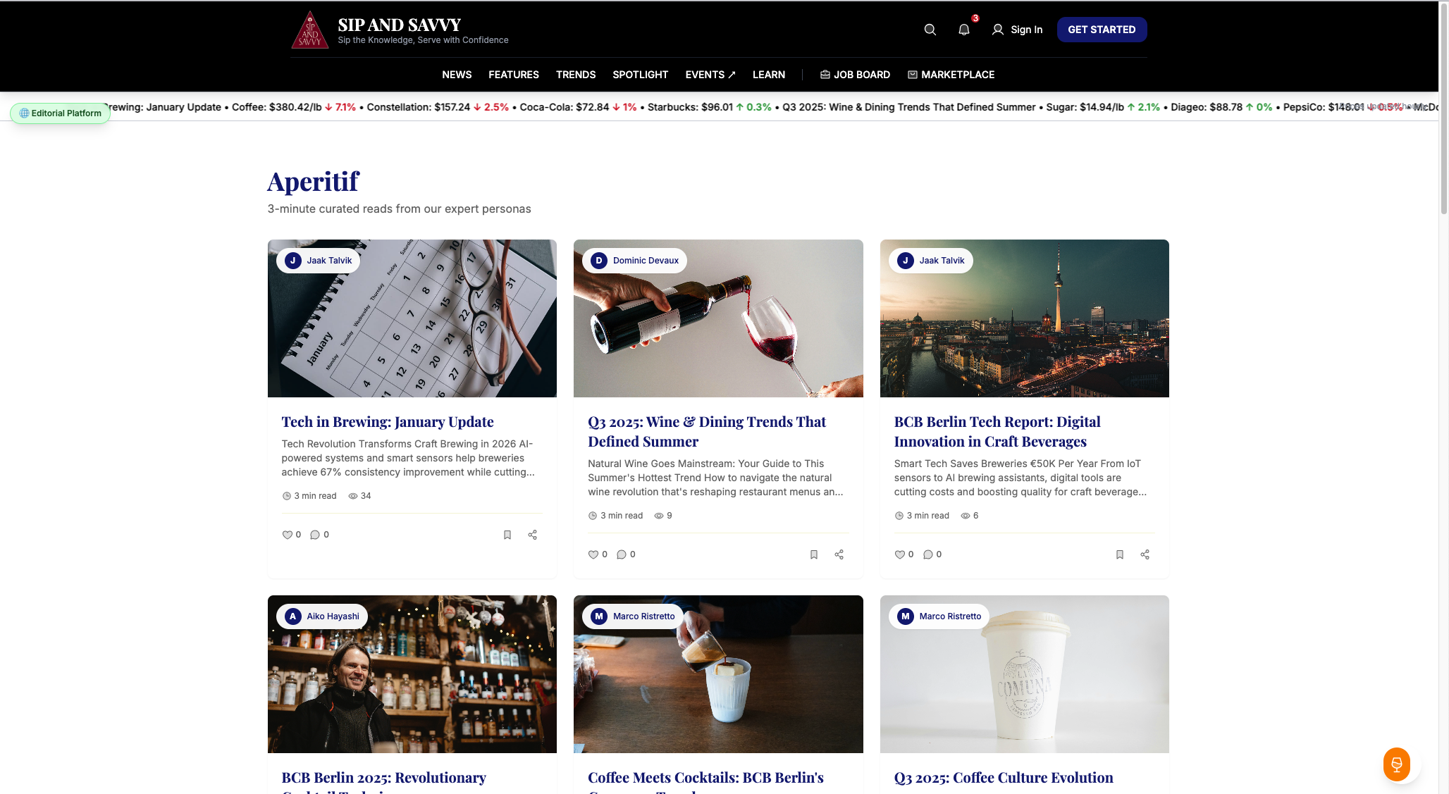 Sip & Savvy publication screenshot